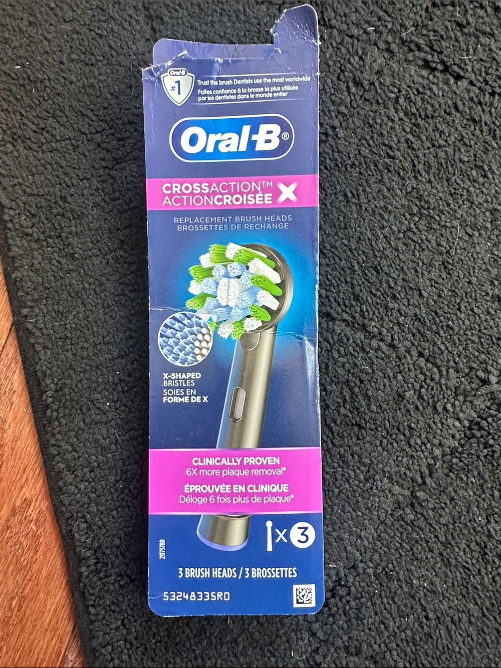 Oral-B CrossAction Replacement Brush Heads - Black (3 Pack)
